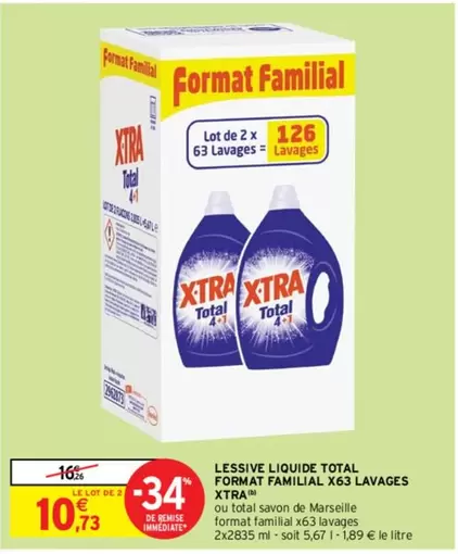 X-tra Lessive Liquide Familial - 63 Lavages - Format Économique