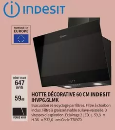 indesit - hotte décorative ihvp6.6lmk