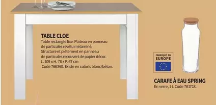 table cloe