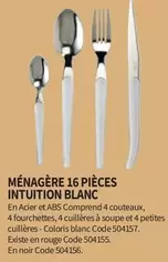 Menagere 16 Pieces Intuition Blanc