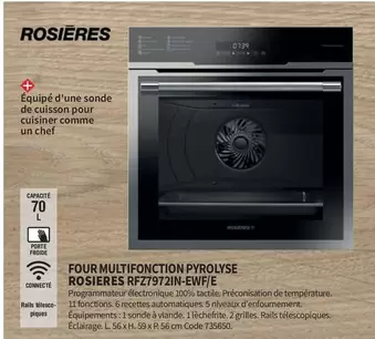 Rosières RFZ7972IN-EWF/E : Four Multifonction Pyrolyse avec promo et caractéristiques avancées