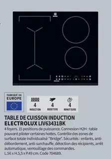 Electrolux LIV63431BK - Table de Cuisson Induction avec Promo et Caractéristiques Avancées