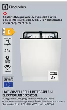 Electrolux Lave Vaisselle Full Intégrable 60 EEG67200L - Performance et Design au Service de Votre Cuisine