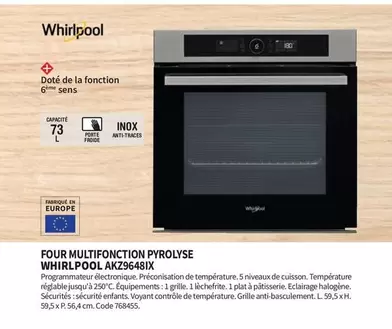 Whirlpool - Four Multifonction Pyrolyse  AKZ9648IX