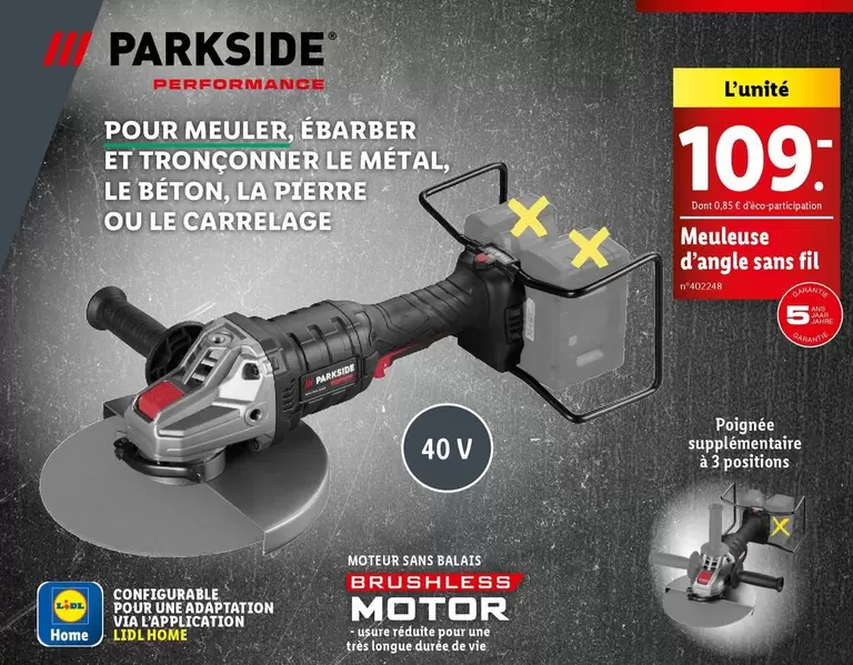 Parkside - Meuleuse D'angle Sans Fil