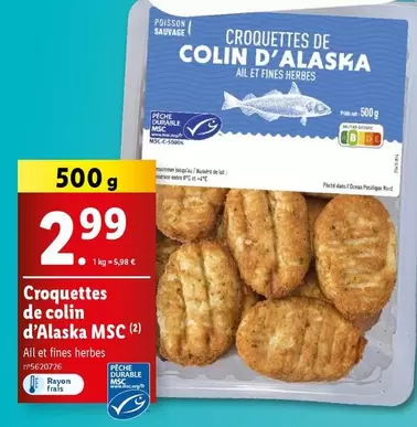 Croquettes De Colin D'Alaska Msc