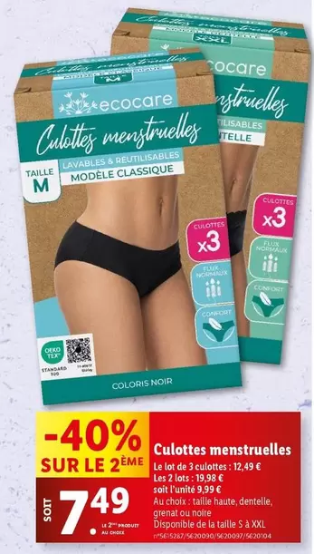 Ecocare - Culottes Menstruelles