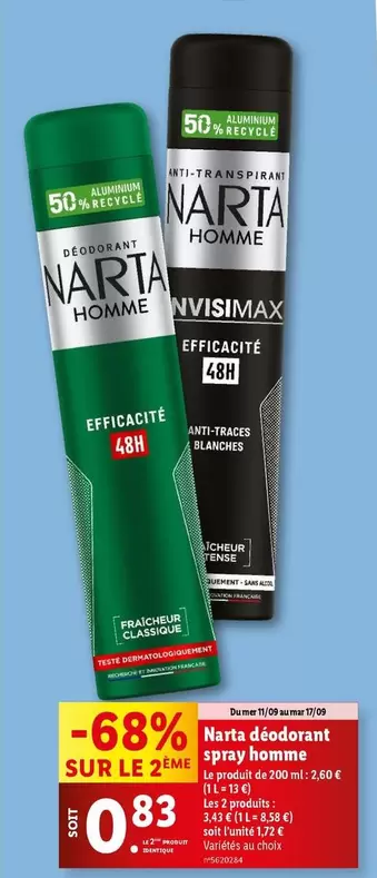 Narta - Deodorant Spray Homme