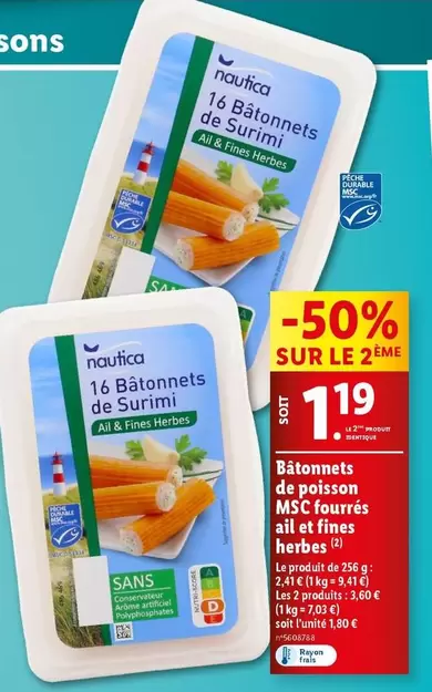 Nautica - Bâtonnets de Poisson MSC Fourrés Ail et Fines Herbes - Délicieux et Savoureux