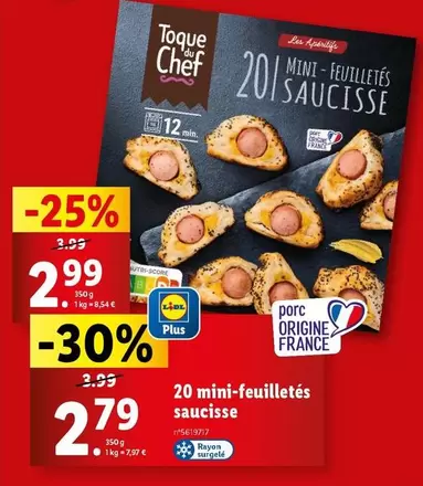 20 mini-feuilletés saucisse