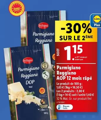 parmigiano reggiano aop 12 mois râpé