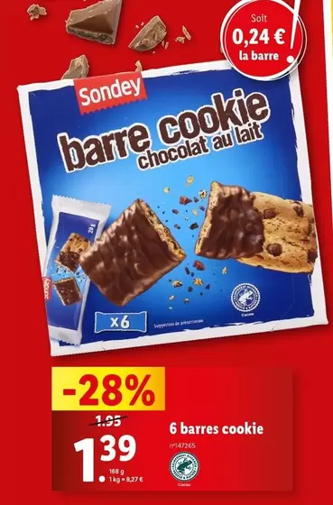 sondey - 6 barres cookie