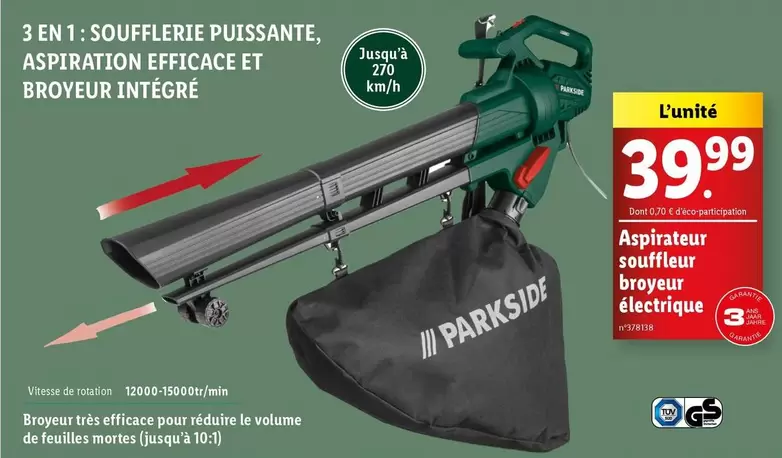 Parkside - Aspirateur Souffleur Broyeur Electrique