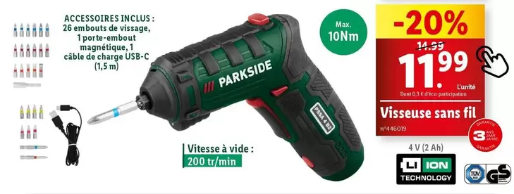 Parkside - Visseuse Sans Fil