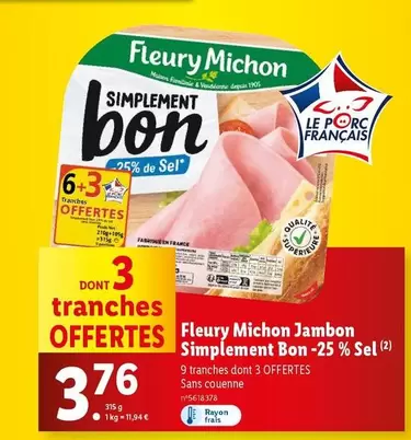 fleury michon - jambon simplement bon -25% sel