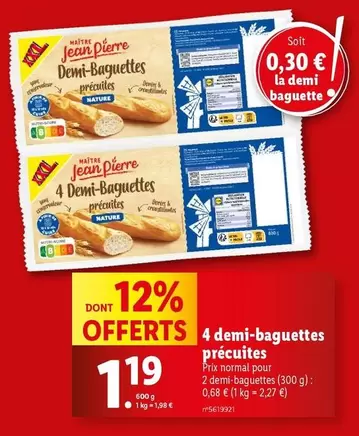 4 Demi-Baguettes Precuites