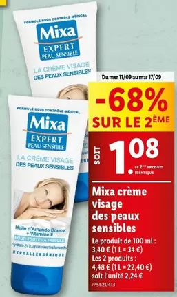 Mixa - Crème Visage Des Peaux Sensibles