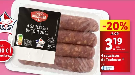 L'Etal De Boucher - 4 Saucisses De Toulouse