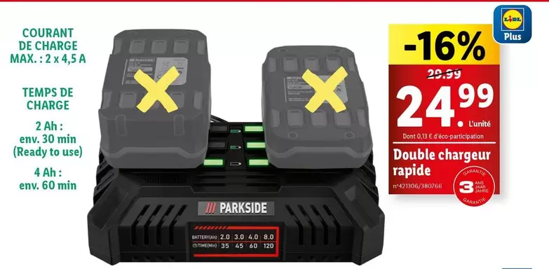 Parkside - Double Chargeur Rapide