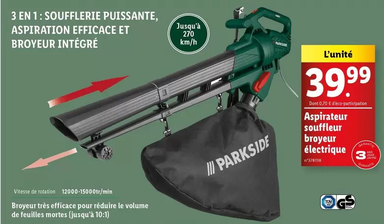 Parkside - Aspirateur Souffleur Broyeur Electrique