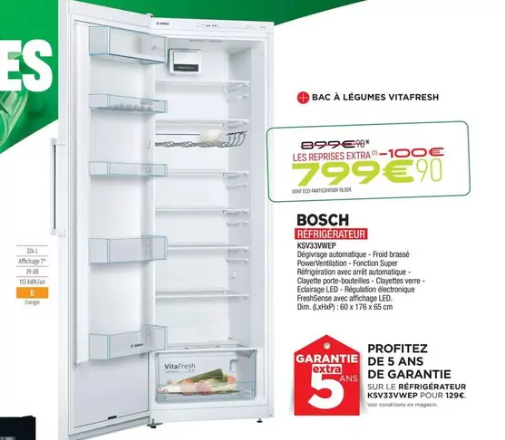 Bosch - Réfrigérateur KSV33VWEP offre à 799,9€ sur Extra