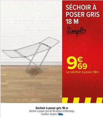 Simply - Séchoir À Poser Gris 18 M offre à 9,69€ sur Carrefour Drive