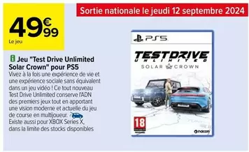 Sony - Jeu "Test Drive Unlimited Solar Crown" Pour Ps5 offre à 49,99€ sur Carrefour Drive