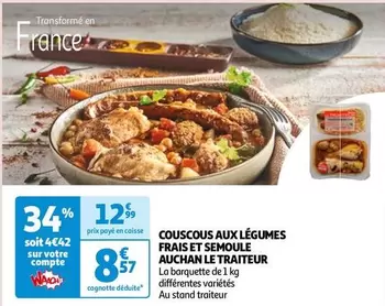 Couscous aux Légumes Frais et Semoule - Auchan, le Traiteur