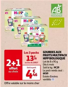 Hipp - Gourdes Aux Fruits Multipack Biologique offre à 4,46€ sur Auchan Hypermarché