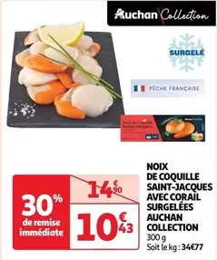 Auchan - Noix de Coquille Saint-Jacques avec Corail Surgelées - Un délice à déguster!