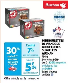 Auchan - Mini Boulettes de Viande de Boeuf Cuites Surgelées : Idéales pour vos repas rapides !