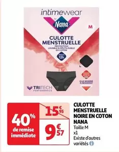 Nana - Culotte Menstruelle Noire En Coton