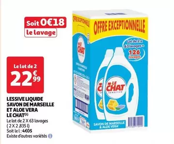 Lessive Liquide Le Chat - Savon de Marseille et Aloe Vera : Efficacité douce et naturelle pour votre linge