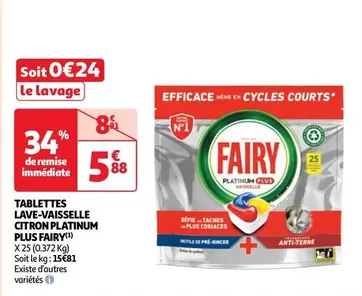 Fairy Platinum Plus : Tablettes Lave-vaisselle Citron - Efficacité et brillance éclatante