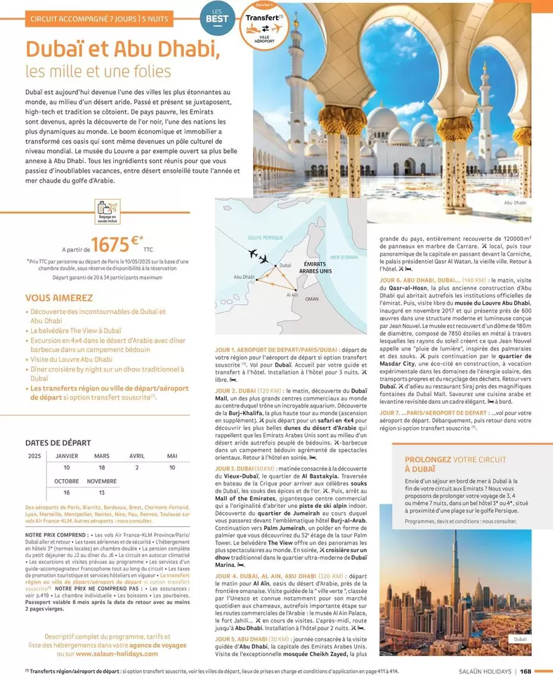 Dubaï Et Abu Dhabi, offre à 1675€ sur National Tours