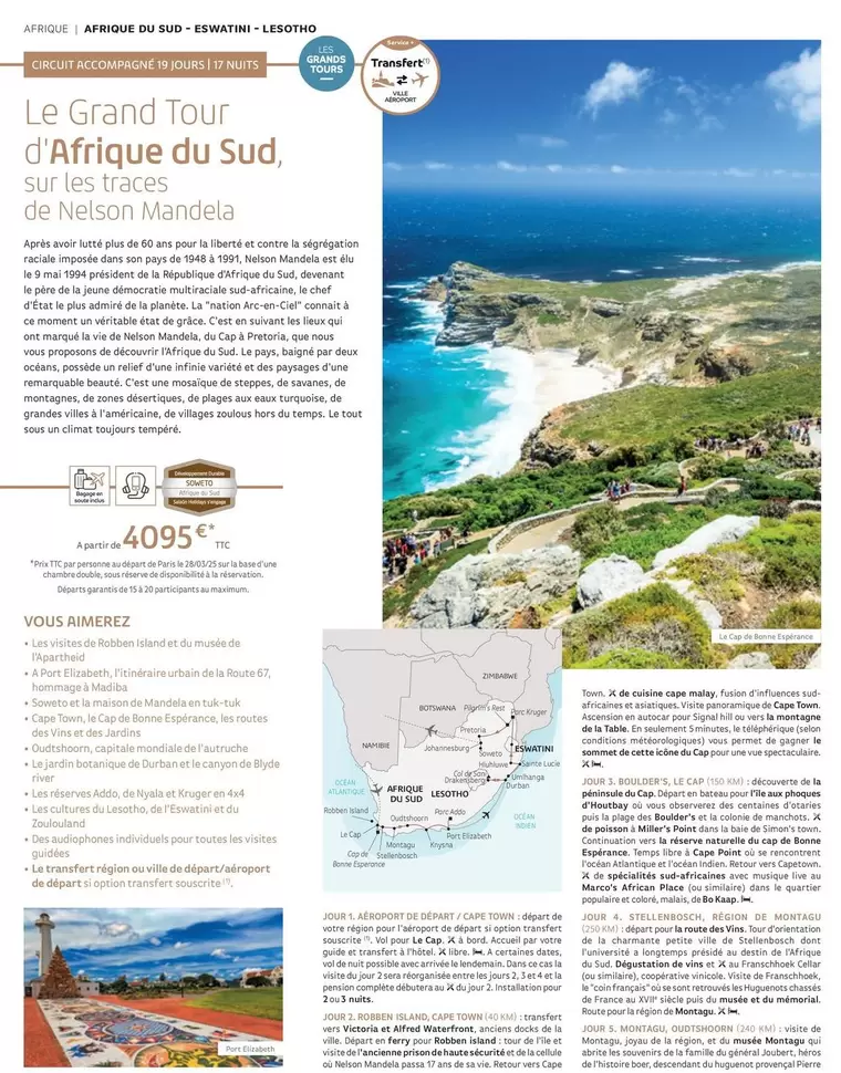 Le Grand Tour d'Afrique Du Sud, Sur Les Traces De Nelson Mandela offre à 4095€ sur National Tours