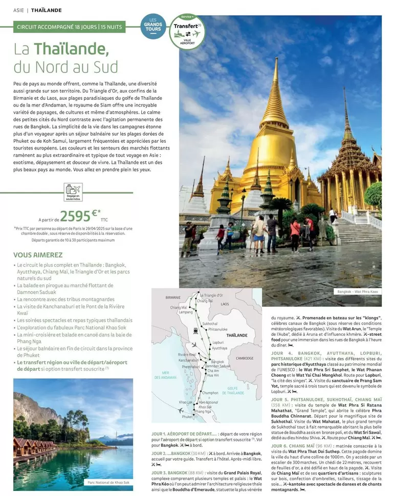 La Thaïlande, Du Nord Au Sud offre à 2595€ sur National Tours