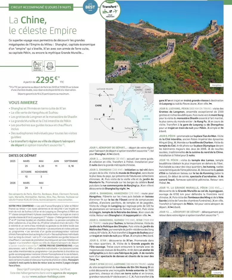 La Chine, Le Celeste Empire offre à 2295€ sur National Tours