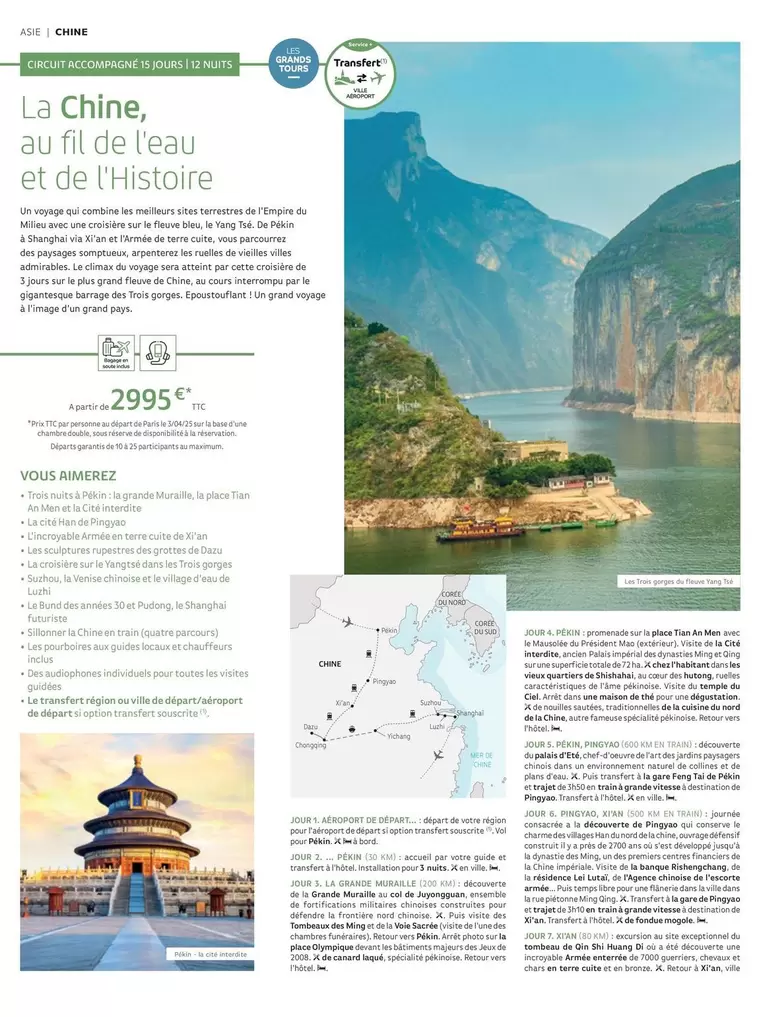 La Chine, Au Fil De L'Eau Et De L'Histoire offre à 2995€ sur National Tours