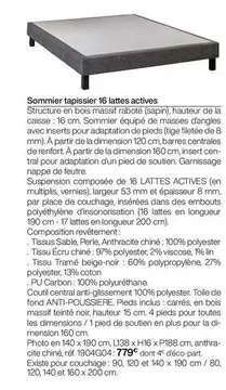 Central - Sommier Tapissier 16 Lattes Actives offre à 779€ sur Gautier