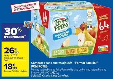 Pom'potes - Compotes Familiales Sans Sucres Ajoutés : Un Délice Sain pour Toute la Famille