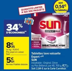 carrefour - sun - tablettes lave vaisselle expert