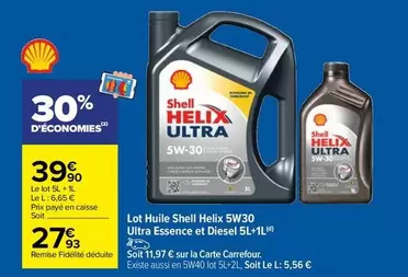 Carrefour - Lot Huile Helix 5W30 Ultra Essence 5L - Promo spéciale sur huile moteur