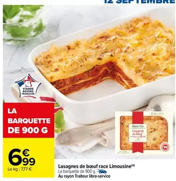 lasagnes de bœuf race limousine