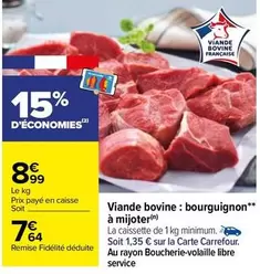 Carrefour - Viande Bovine Bourguignon à Mijoter : Promo et Caractéristiques