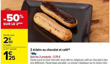 2 éclairs au chocolat et café