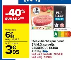 Carrefour - Steaks Hachés Pur Bœuf Surgelés 5% M.G. - Qualité et Saveur à Prix Mini