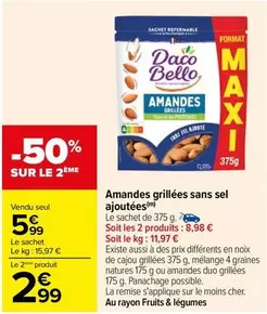 amandes grillées sans sel ajoutés