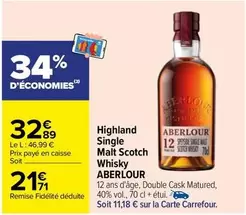 Carrefour - Aberlour Highland Single Malt Scotch Whisky : Découvrez la richesse de ce whisky écossais exceptionnel