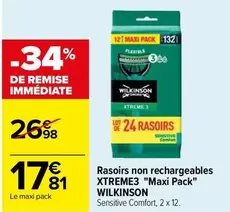 Wilkinson Xtreme3 Maxi Pack - Rasoirs Non Rechargeables Promo avec caractéristiques de confort et de précision